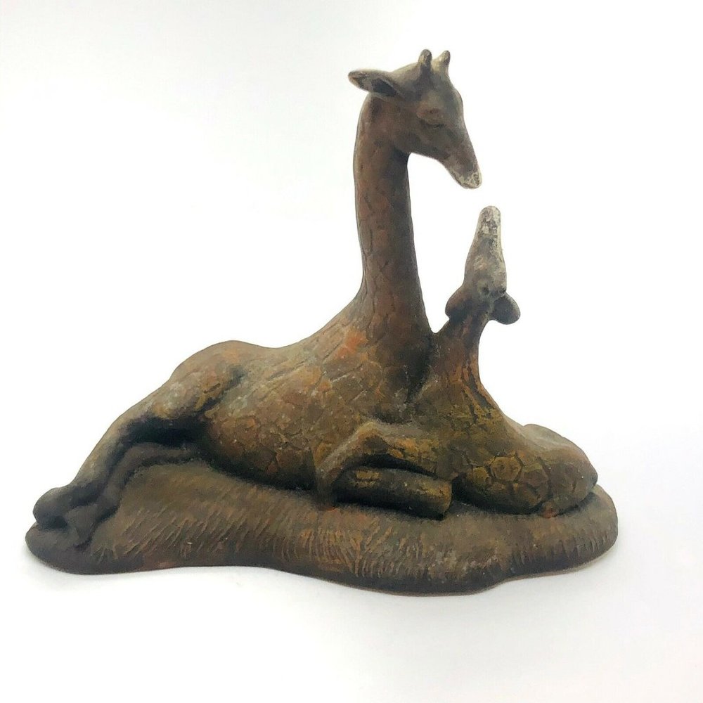Ceramic Mother And Baby Giraffe Figurine African
